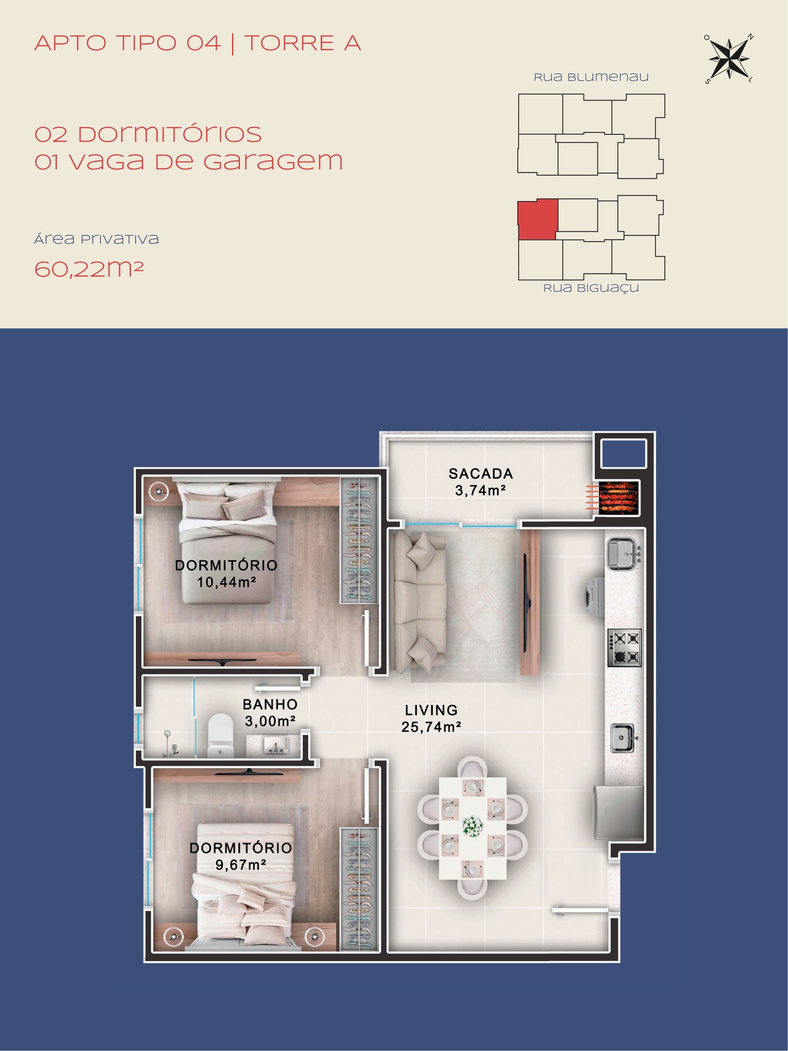 Apartamento na Planta com 2 Dormitórios (59,80 m²) à Venda em Balneário Camboriú - Santa Catarina - Brasil - 5