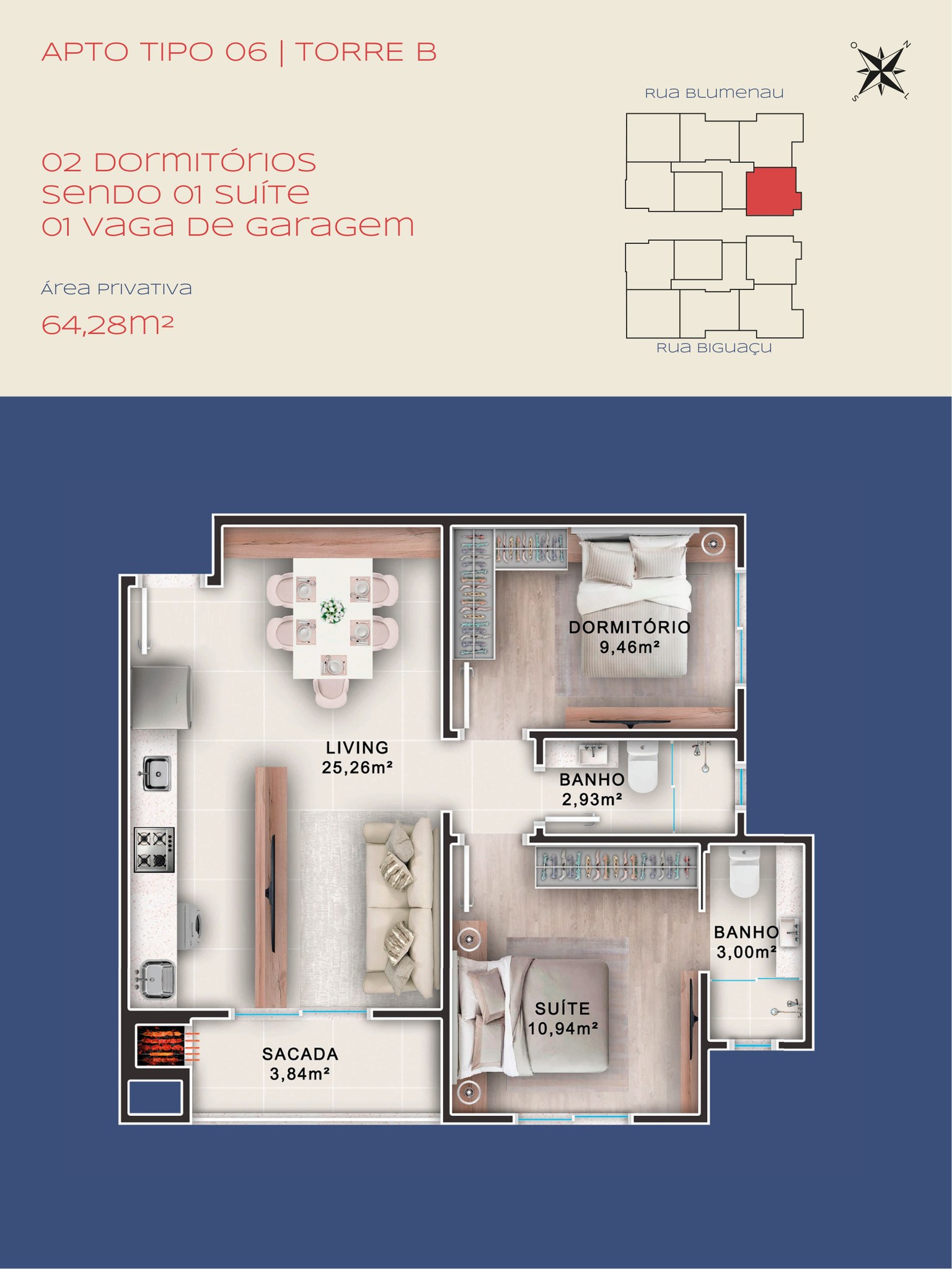 Apartamento na Planta com 2 Dormitórios e Suíte (63,57 m²) à Venda em Balneário Camboriú - Santa Catarina - Brasil - 5