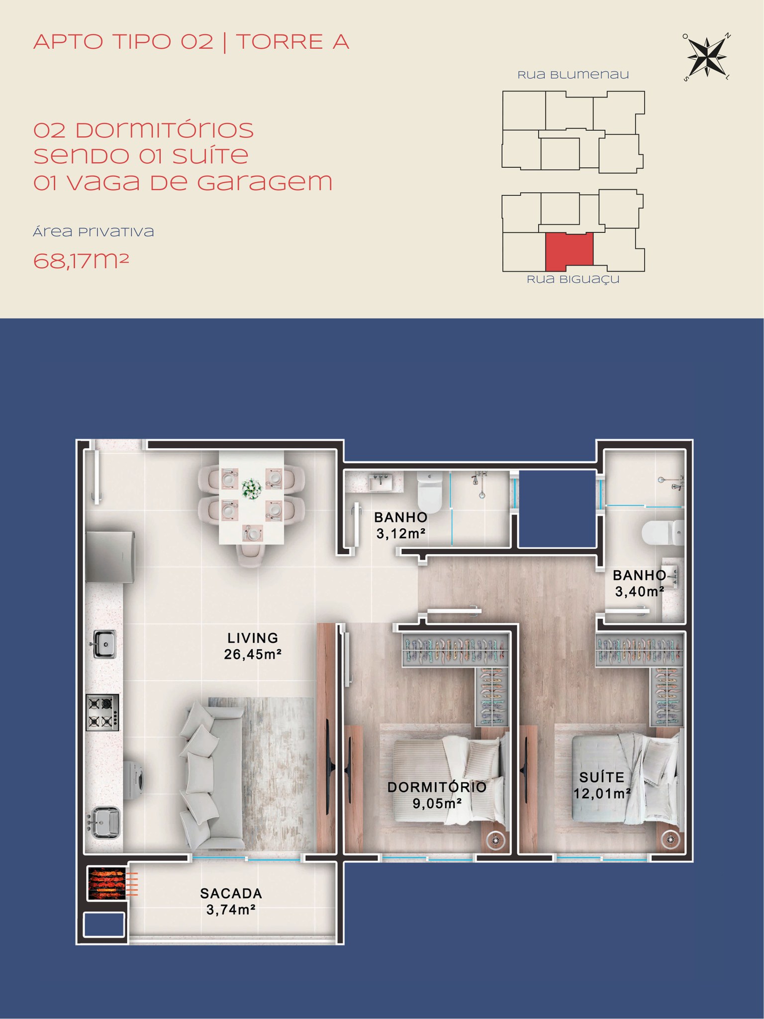 Apartamento na Planta com 2 Dormitórios e Suíte (66,81 m²) à Venda em Balneário Camboriú - Santa Catarina - Brasil - 5