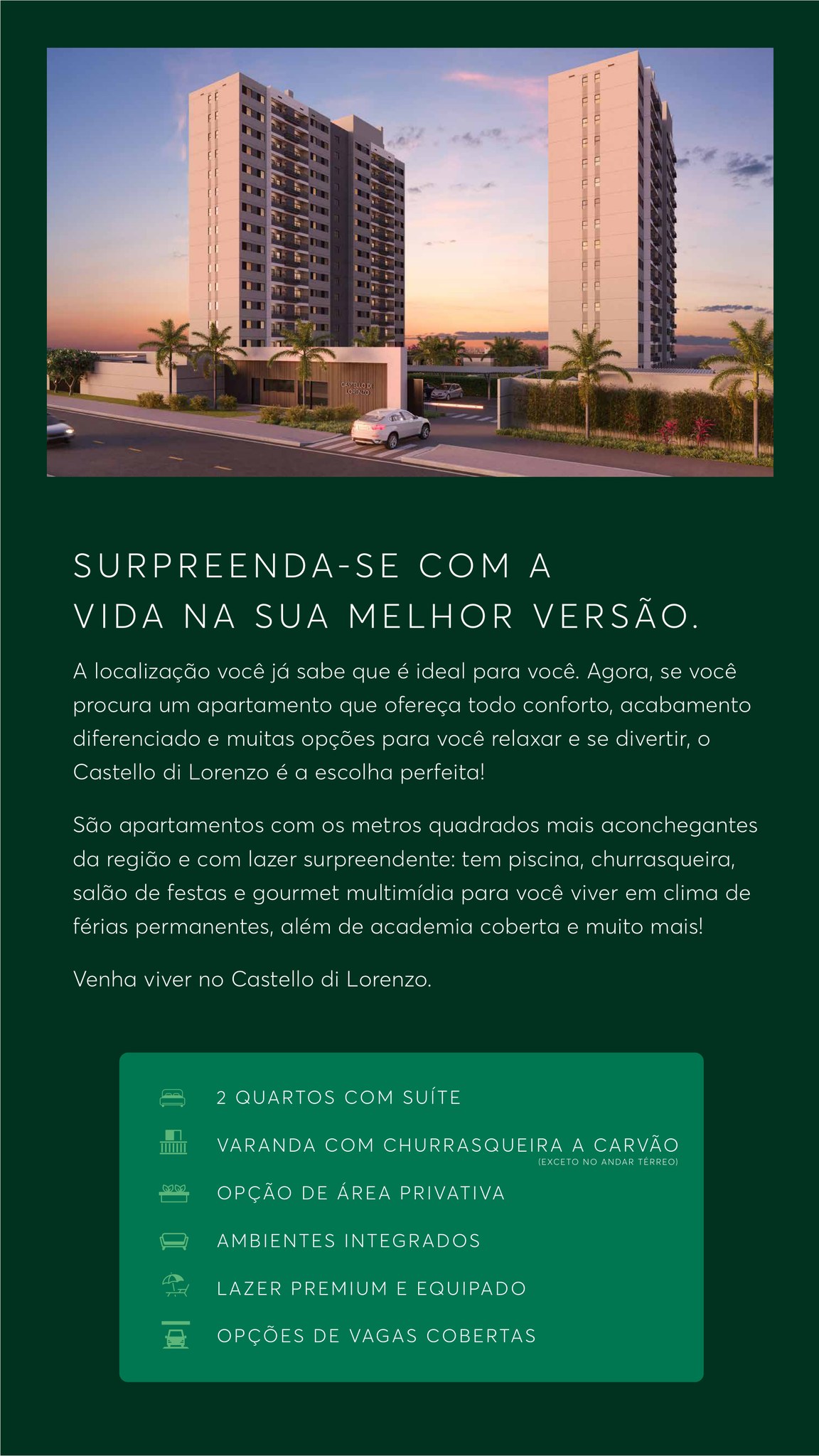 Apartamento na Planta com 2 Quartos e Suíte no Castello di Lorenzo à Venda no Rita Vieira - Campo Grande - Mato Grosso do Sul - Brasil - 3