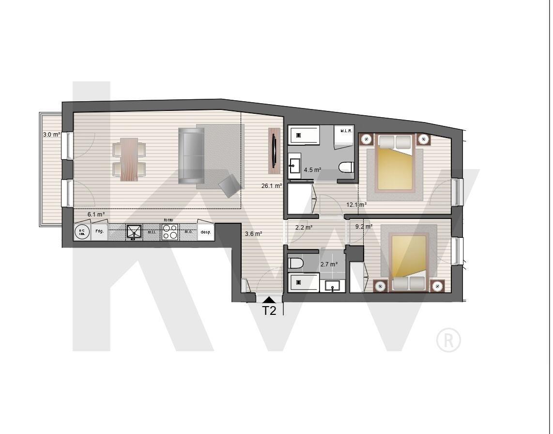 Apartamento T2 na Planta à Venda em Porto - Portugal - 7